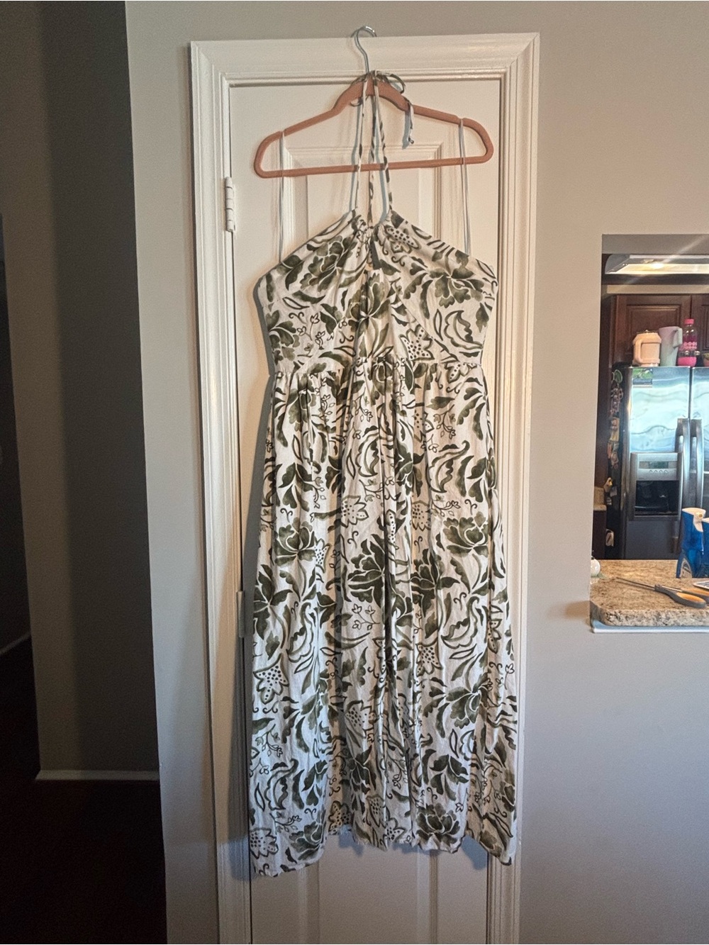 1. State Cream Maxi Dress with Olive Green Floral Print